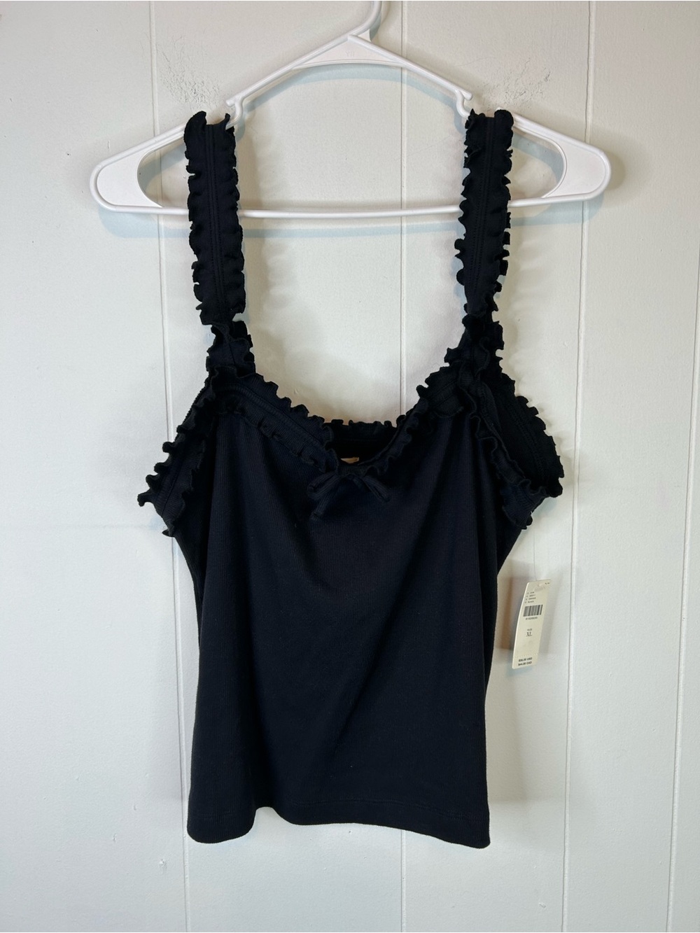 Maeve Anthropologie Womens XL Black Ribbed Dorrie Ruffled Cami Tank Top New 383